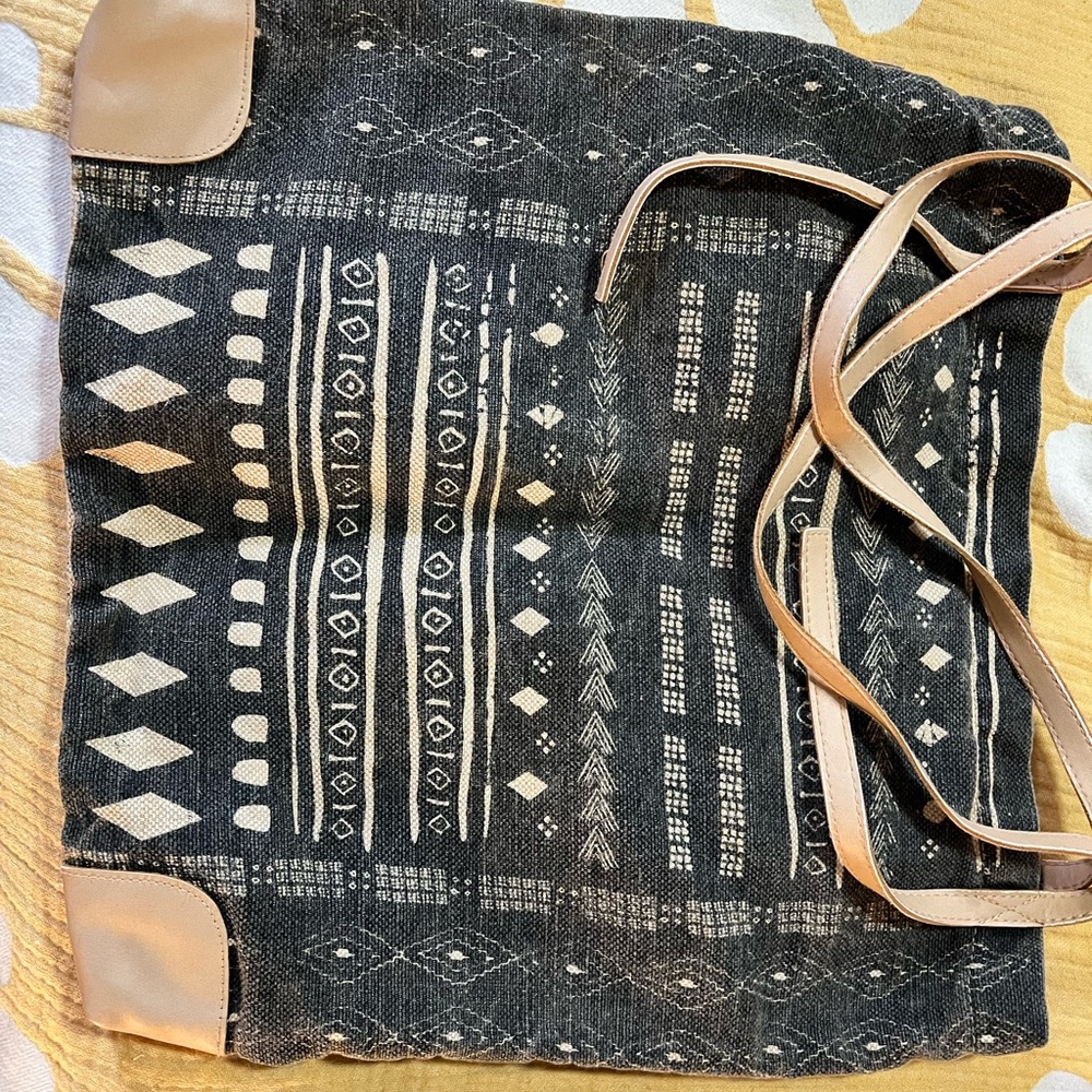 Free People Black and Tan Tribal Print Tote Bag